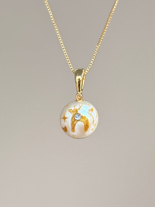 Prancing Fawn Button Baroque Pearl Necklace SKUO10