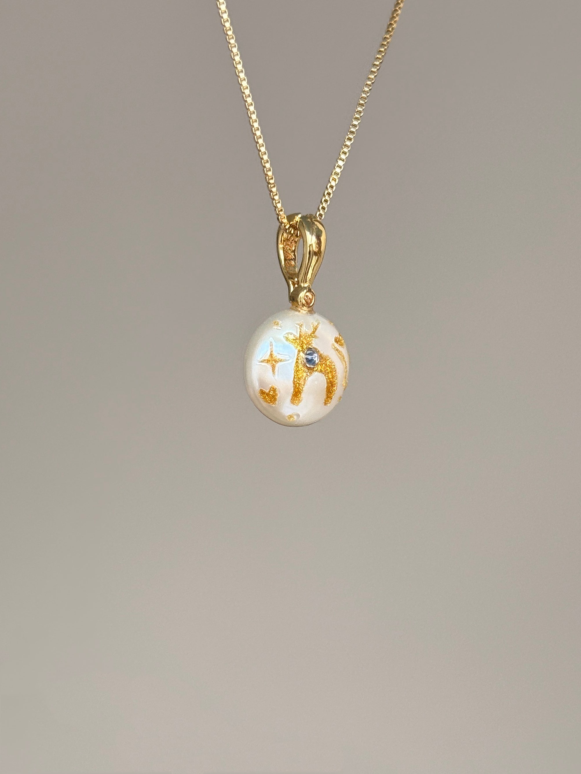 Prancing Fawn Button Baroque Pearl Necklace SKUO10