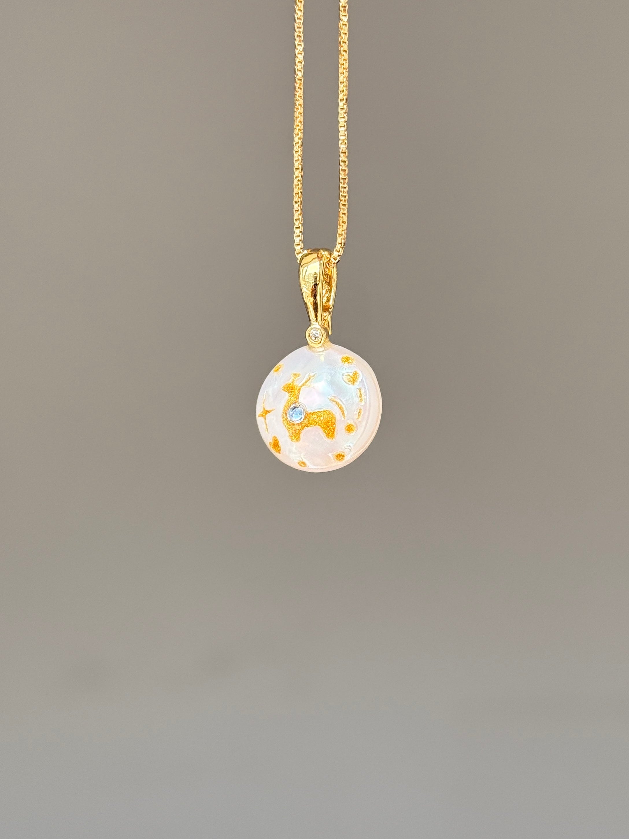 Prancing Fawn Button Baroque Pearl Necklace SKUO11