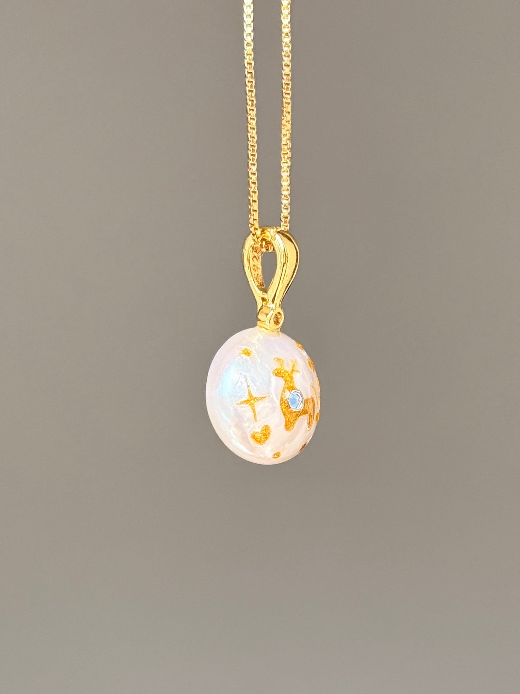 Prancing Fawn Button Baroque Pearl Necklace SKUO11