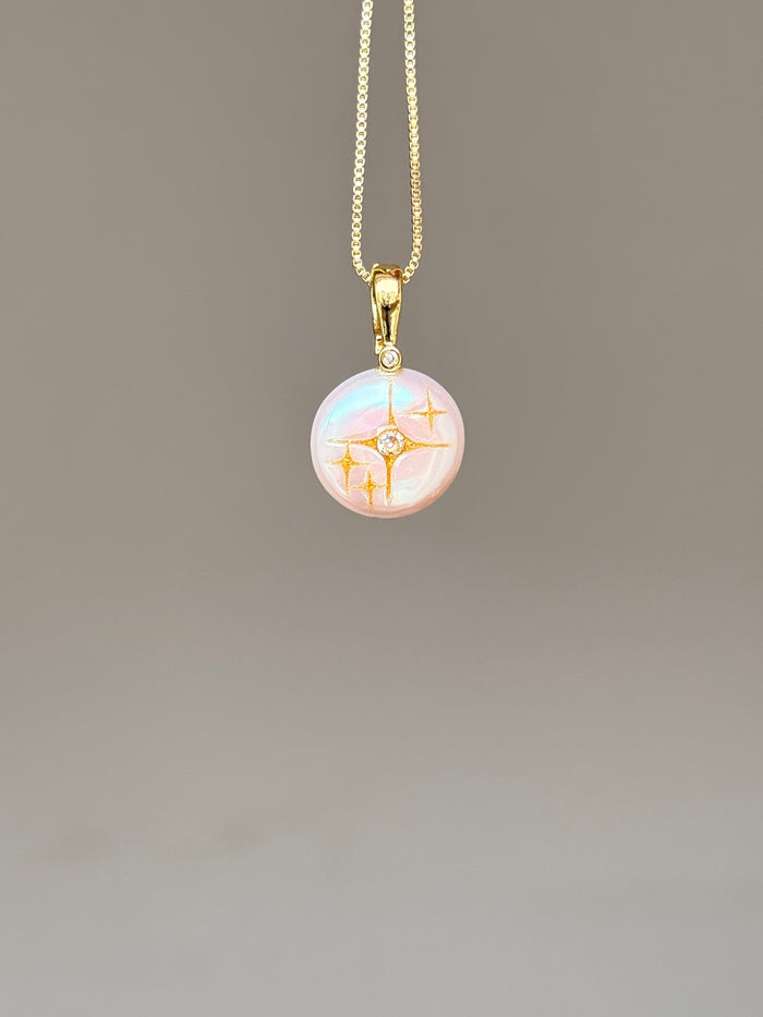 Guiding Star Button Baroque Pearl Necklace SKUO12