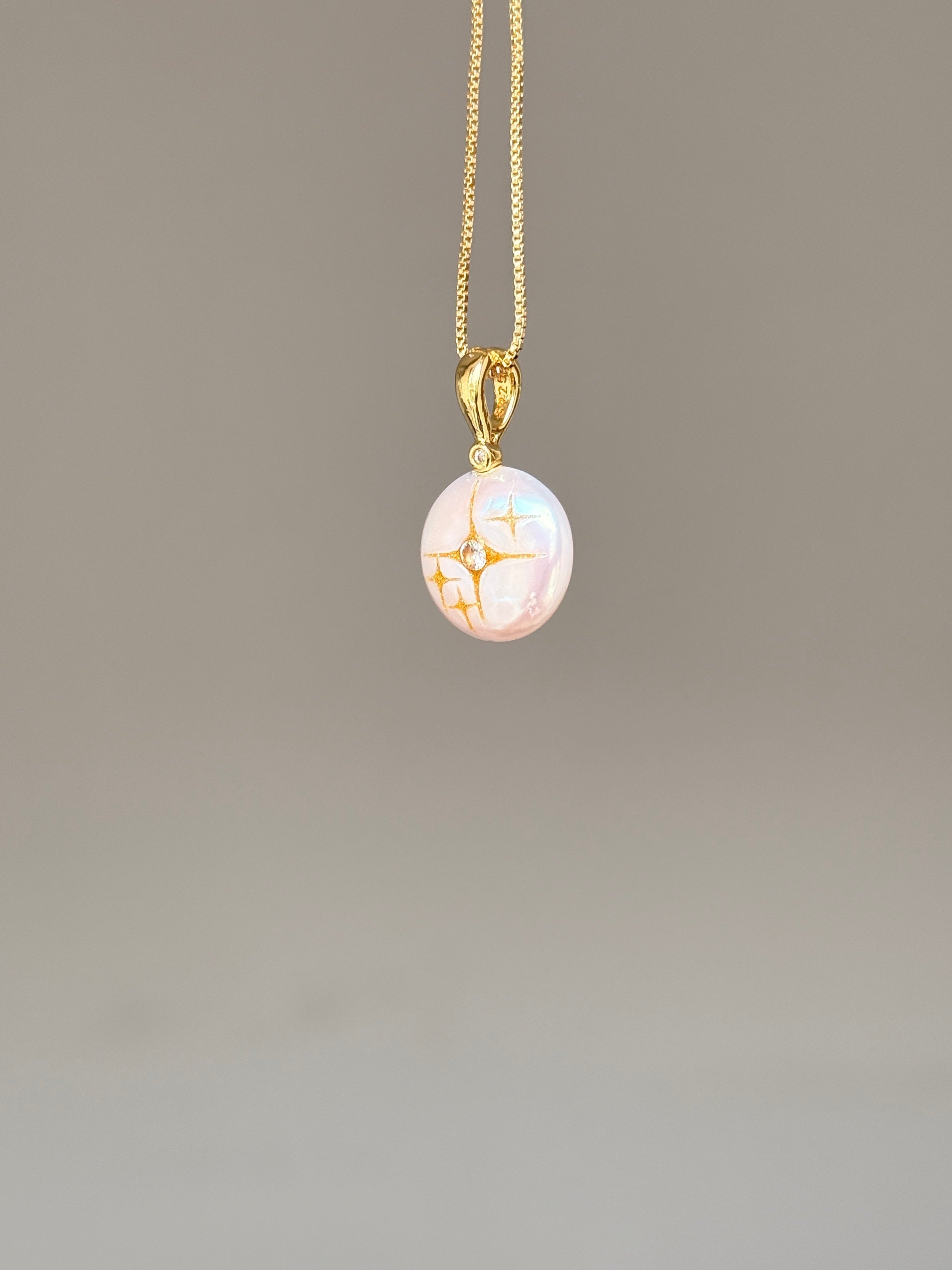 Guiding Star Button Baroque Pearl Necklace SKUO12