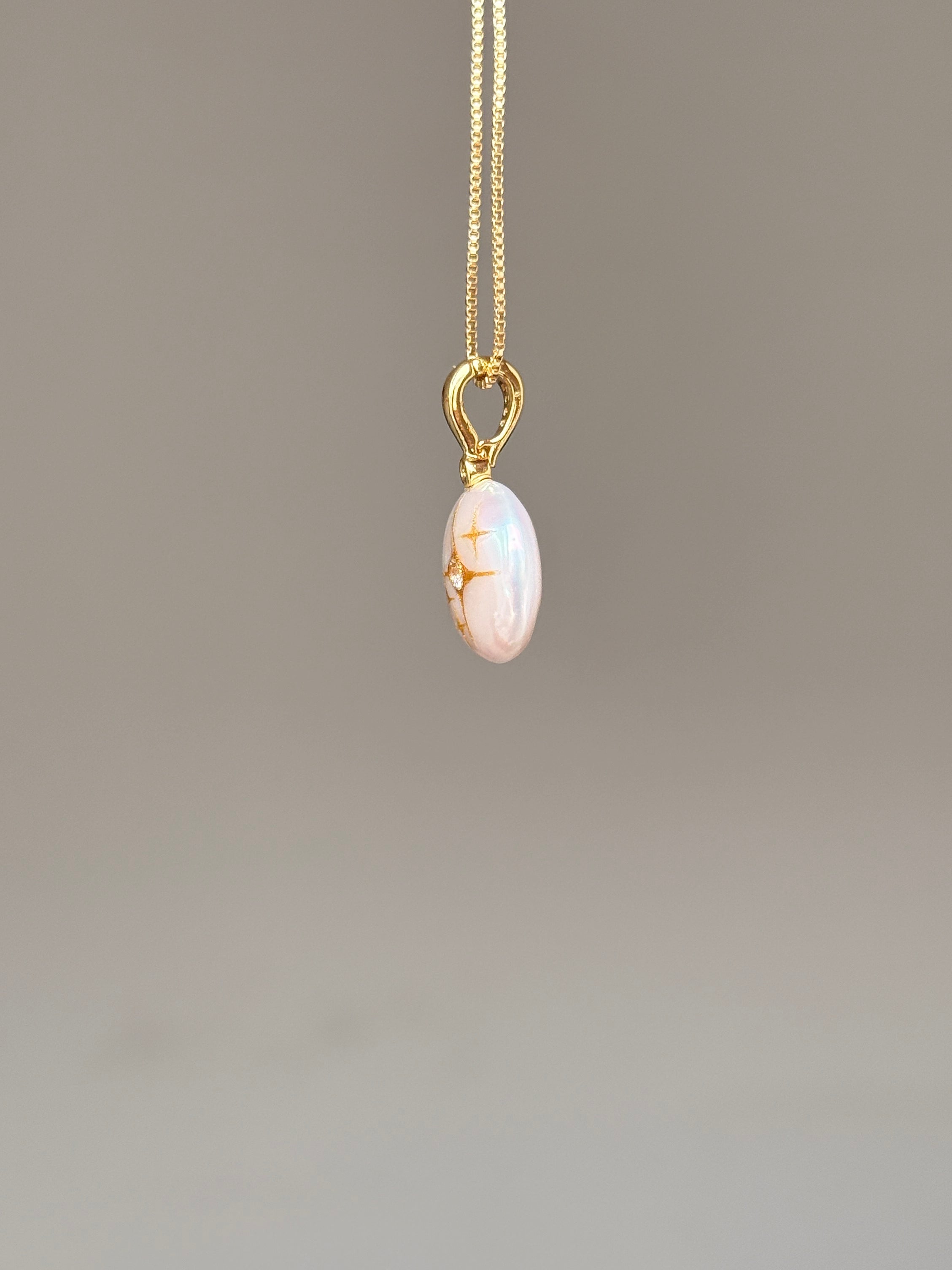 Guiding Star Button Baroque Pearl Necklace SKUO12