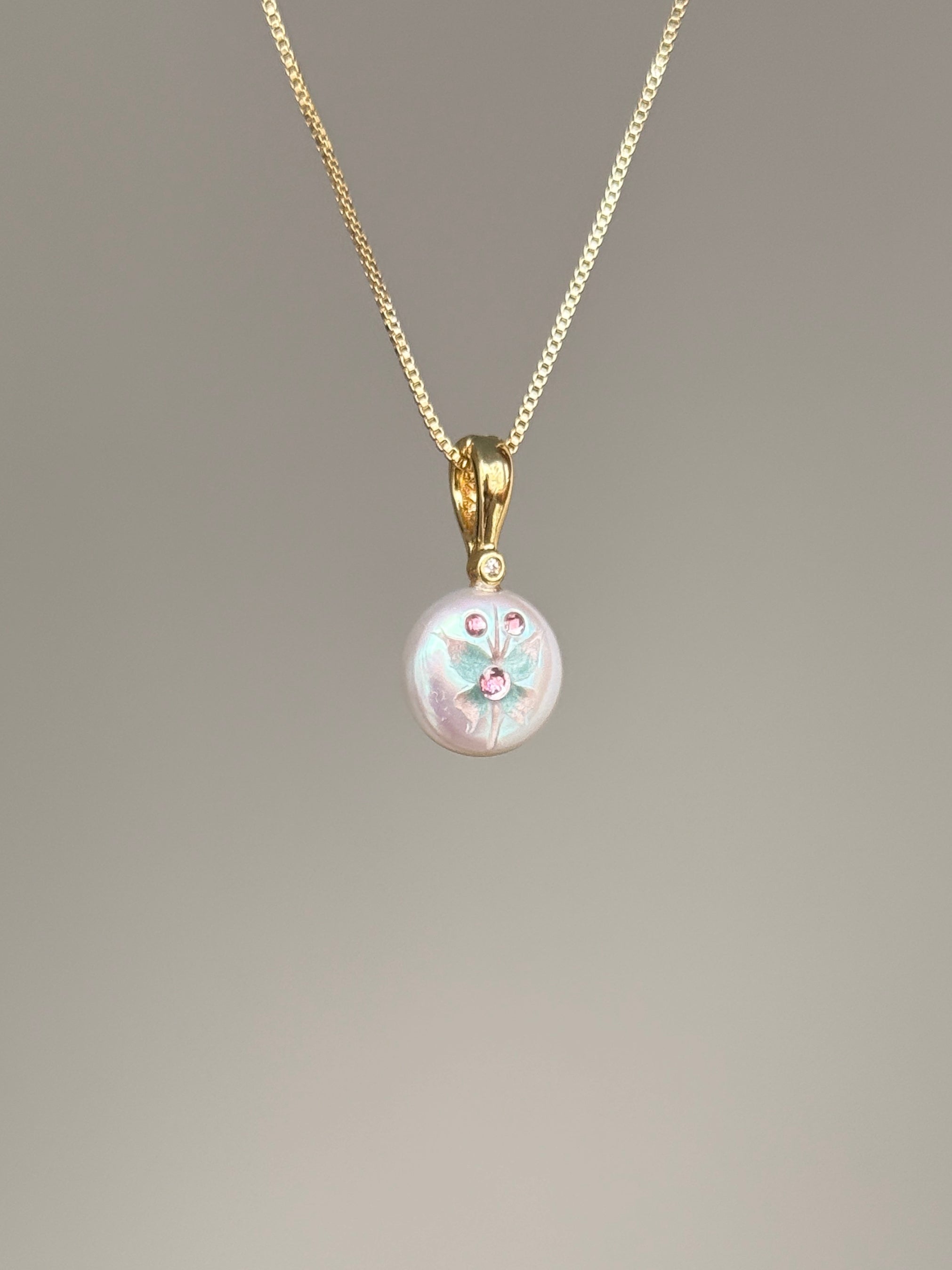 Butterfly Glow Button Baroque Pearl Necklace SKUO13