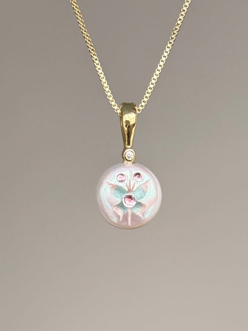 Butterfly Glow Button Baroque Pearl Necklace SKUO13