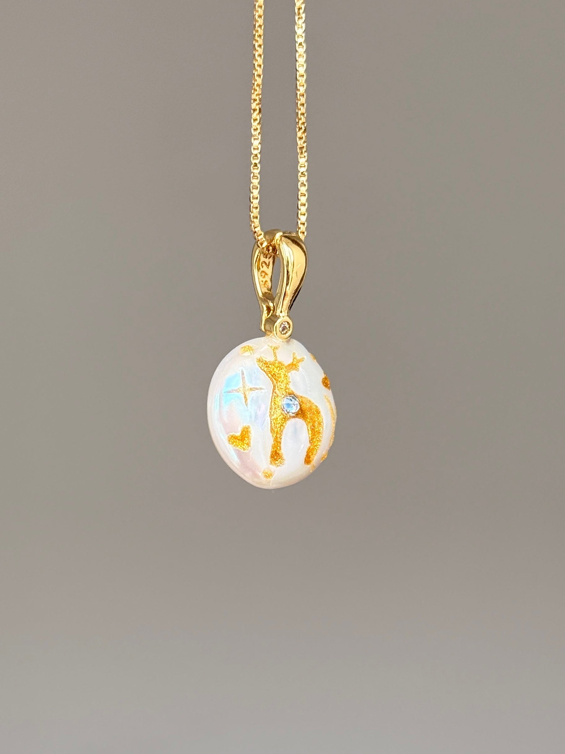 Prancing Fawn Button Baroque Pearl Necklace SKUO14