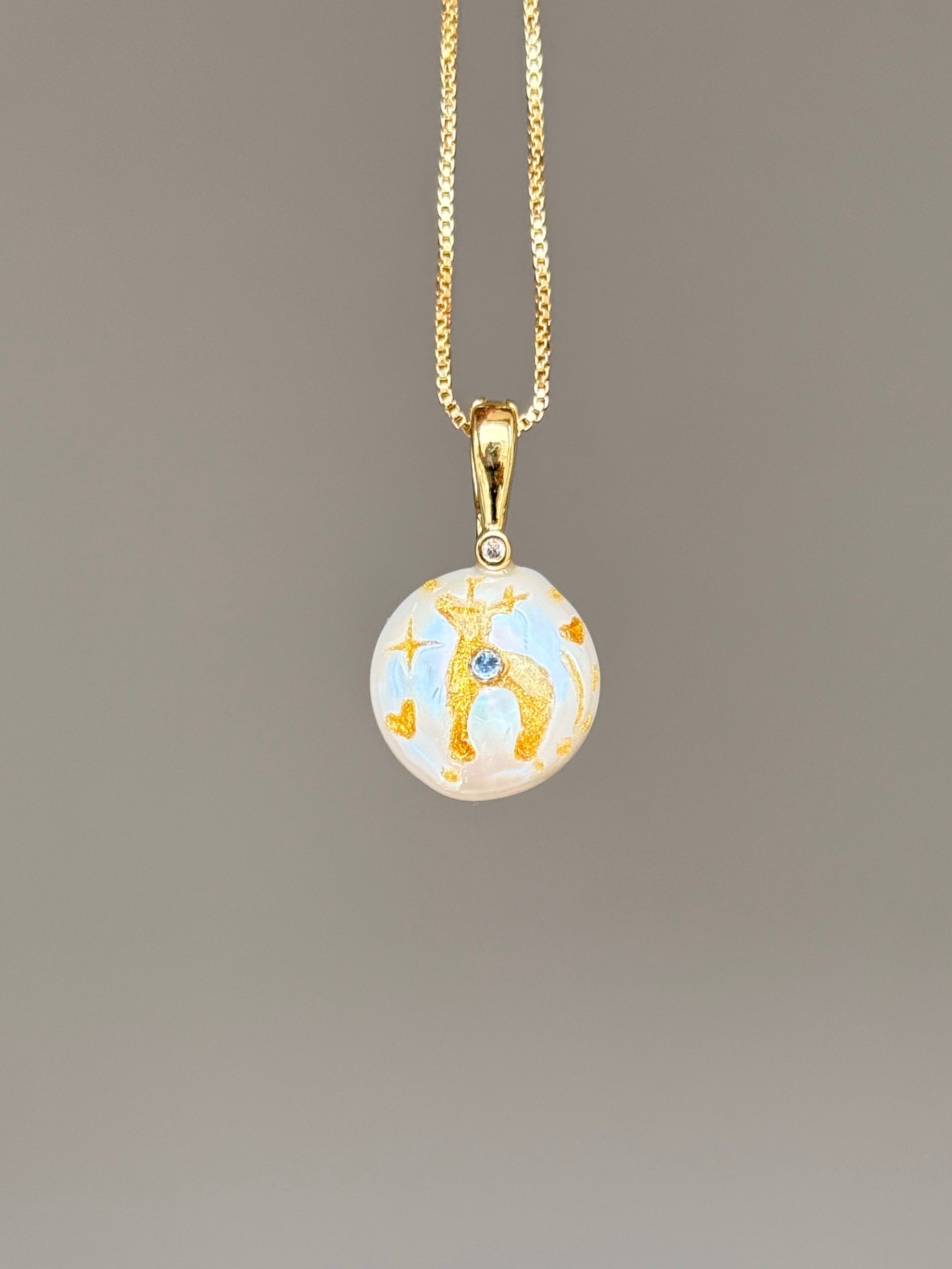 Prancing Fawn Button Baroque Pearl Necklace SKUO14