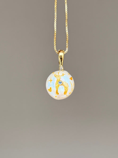 Prancing Fawn Button Baroque Pearl Necklace SKUO14