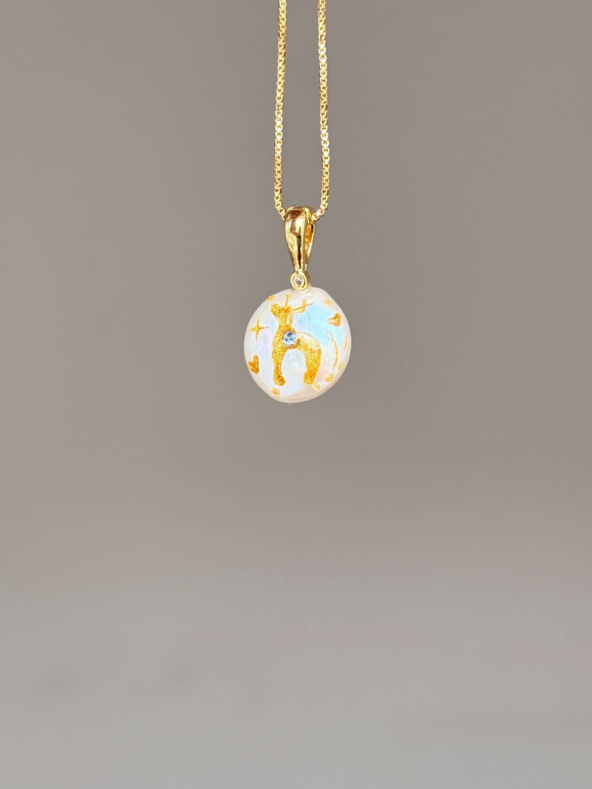 Prancing Fawn Button Baroque Pearl Necklace SKUO14