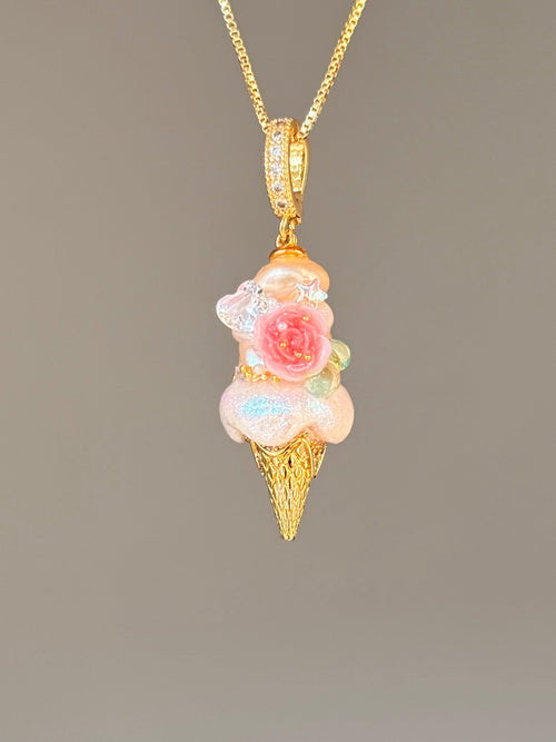 Rose Crystal Scoop Baroque Pearl Necklace SKUCR38