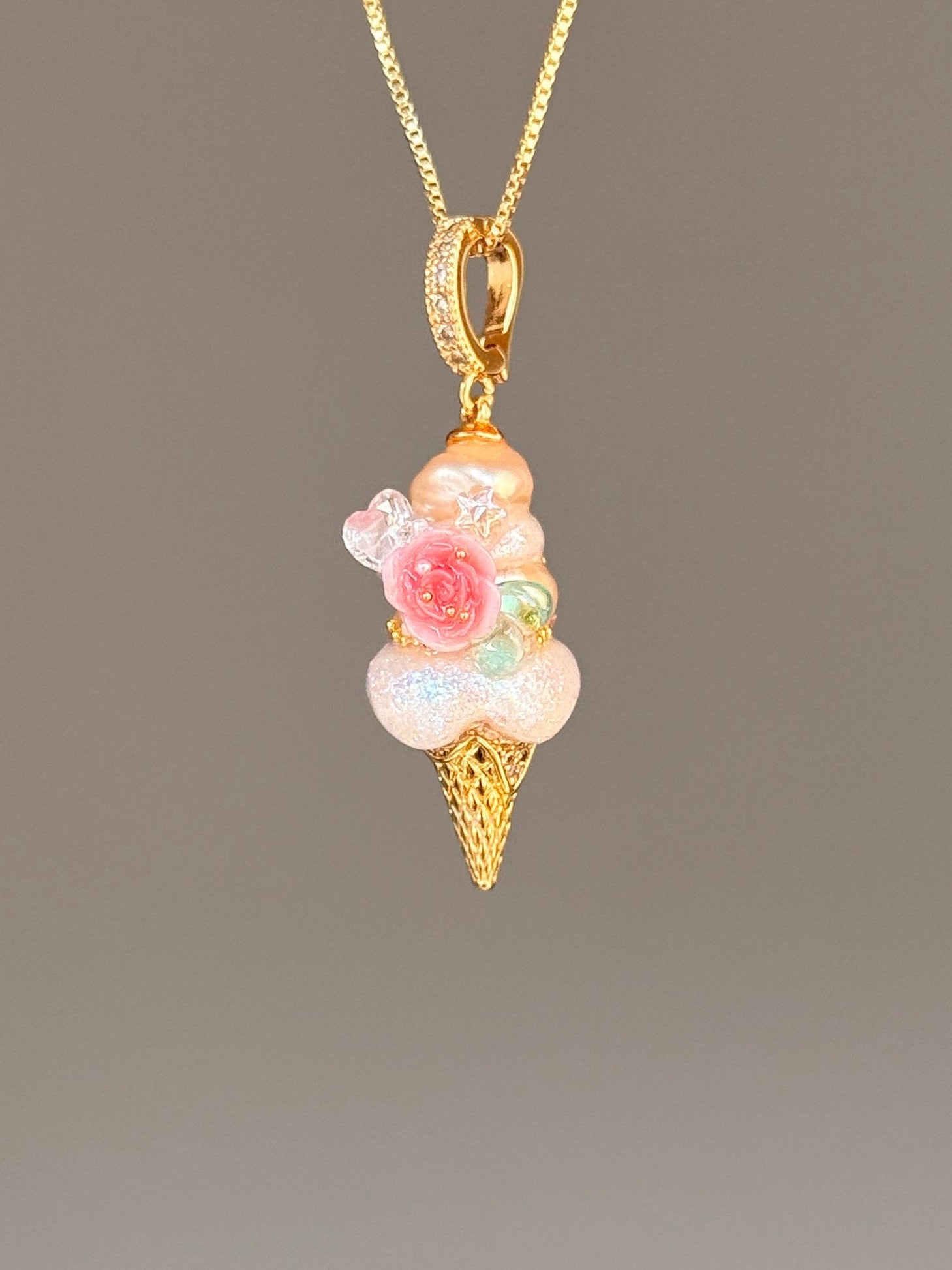 Rose Crystal Scoop Baroque Pearl Necklace SKUCR38
