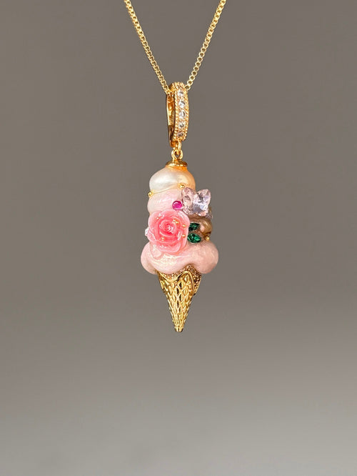 Rose Jewel Scoop Baroque Pearl Necklace SKUCR42