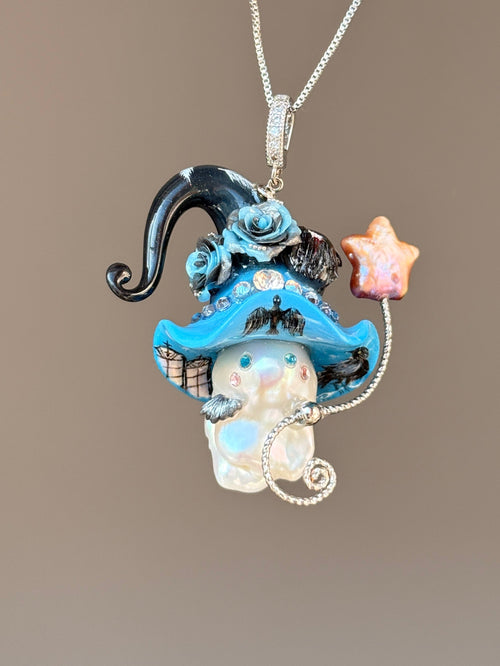 Raven Familiar Witch Baroque Pearl Necklace SKUE1216