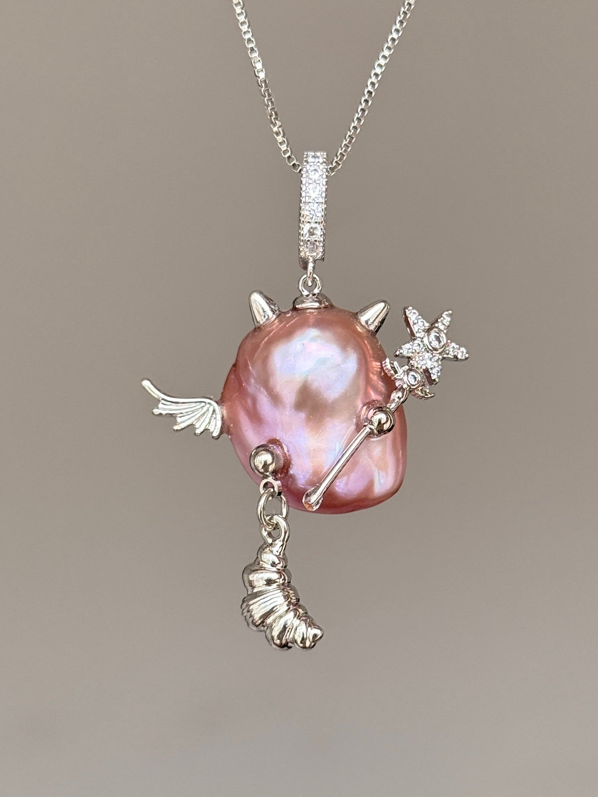 Croissant Fairy Baroque Pearl Necklace SKU583P548