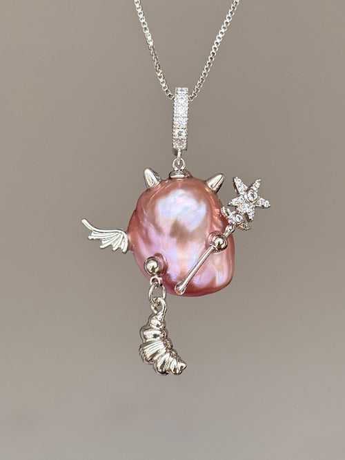Croissant Fairy Baroque Pearl Necklace SKU583P548