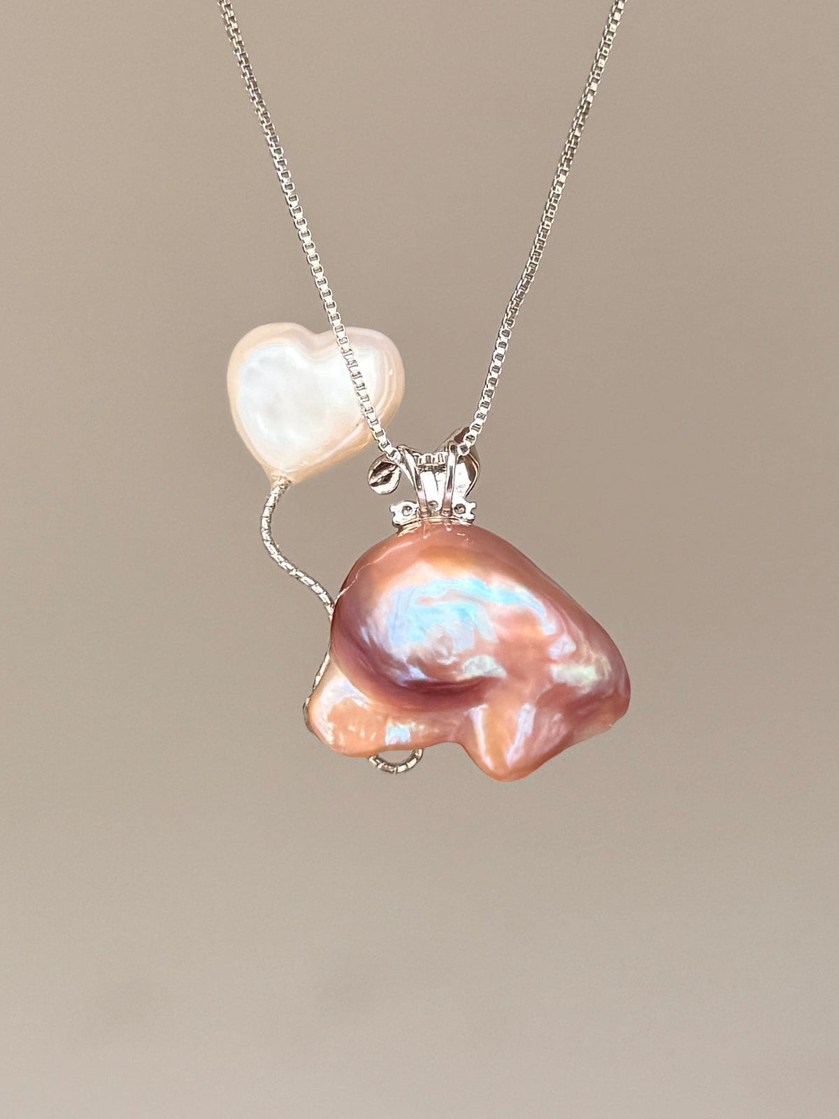 Heart Balloon Bunny Baroque Pearl Necklace SKU759