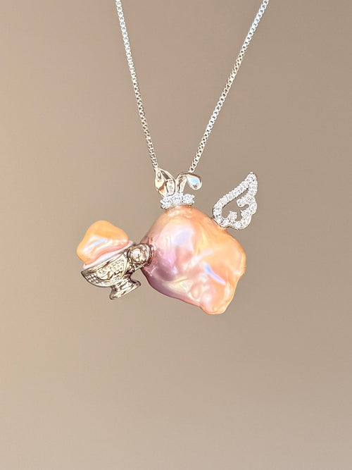 Ice Cream Wing Bunny Baroque Pearl Necklace SKU800