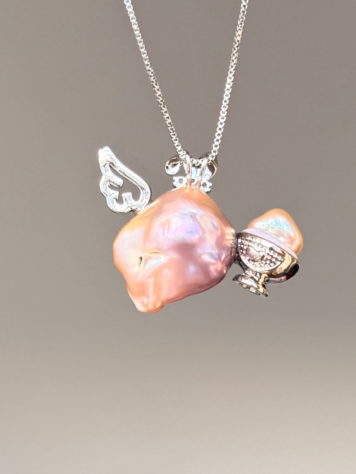 Ice Cream Wing Bunny Baroque Pearl Necklace SKU800