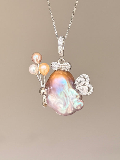 Balloon Butterfly Sprite Baroque Pearl Necklace SKU818