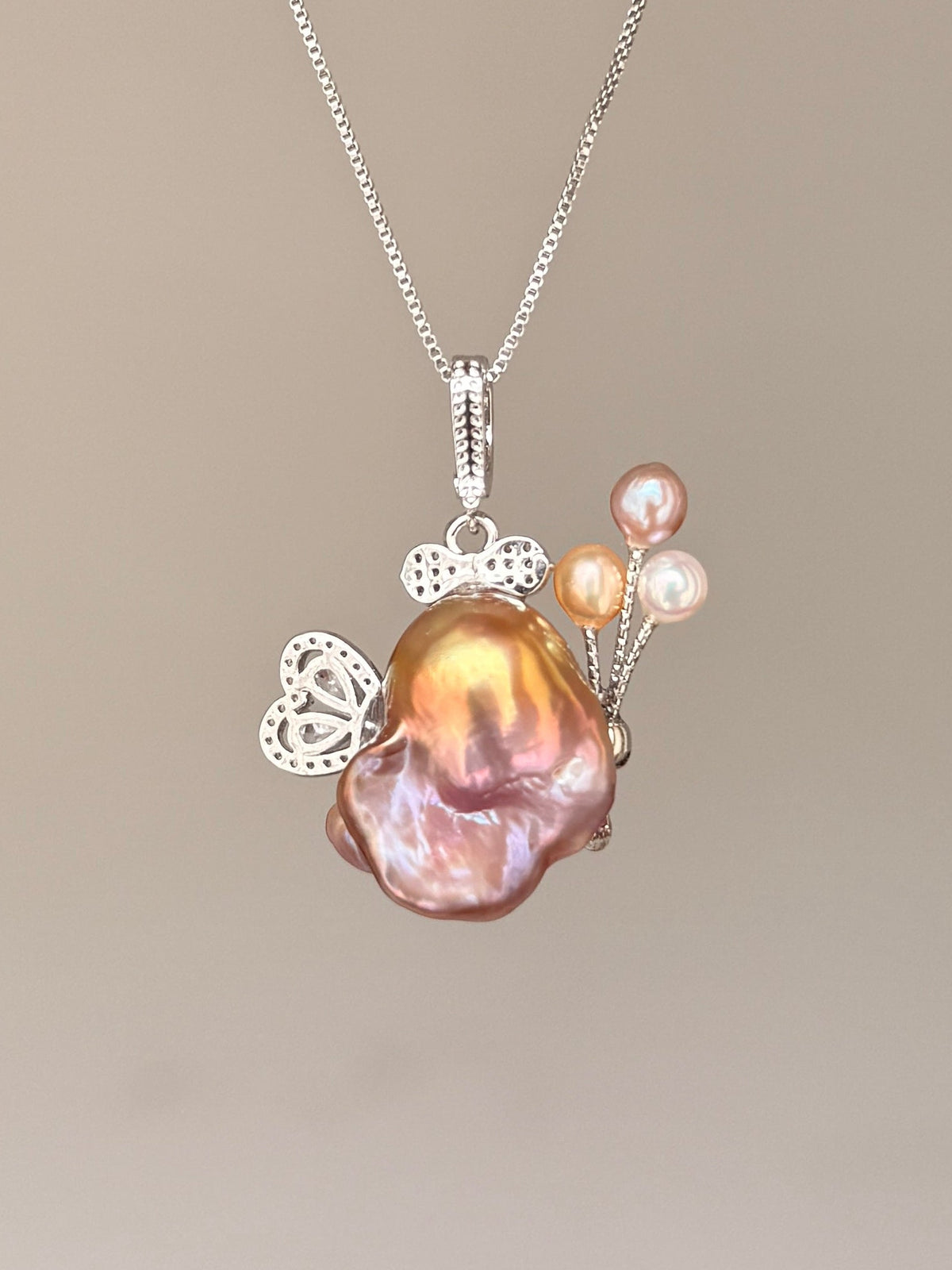 Balloon Butterfly Sprite Baroque Pearl Necklace SKU818