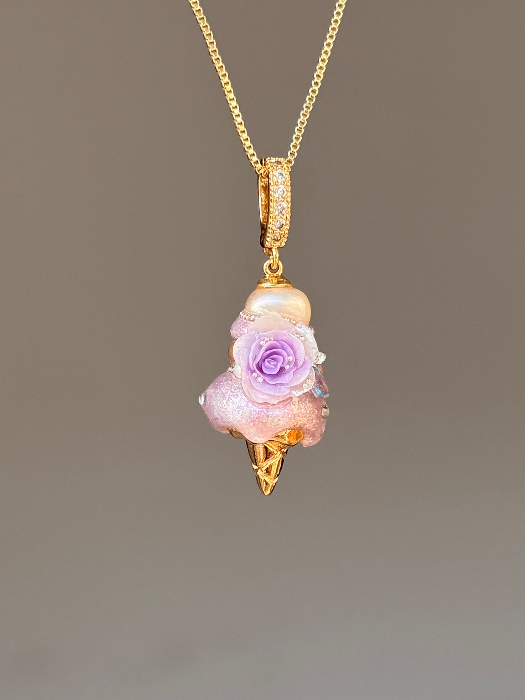 Lavender Rosette Scoop Baroque Pearl Necklace SKUCR47