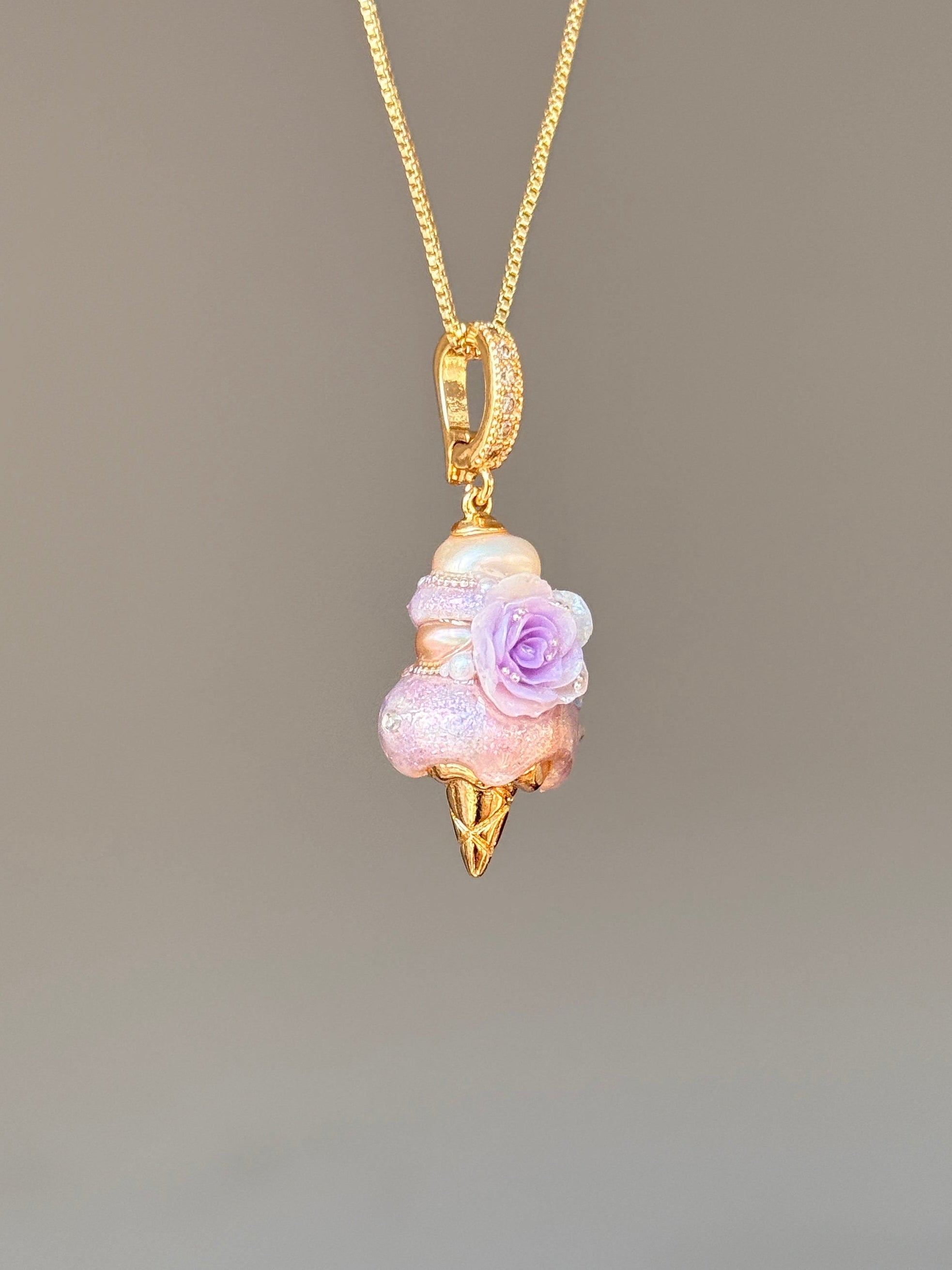 Lavender Rosette Scoop Baroque Pearl Necklace SKUCR47