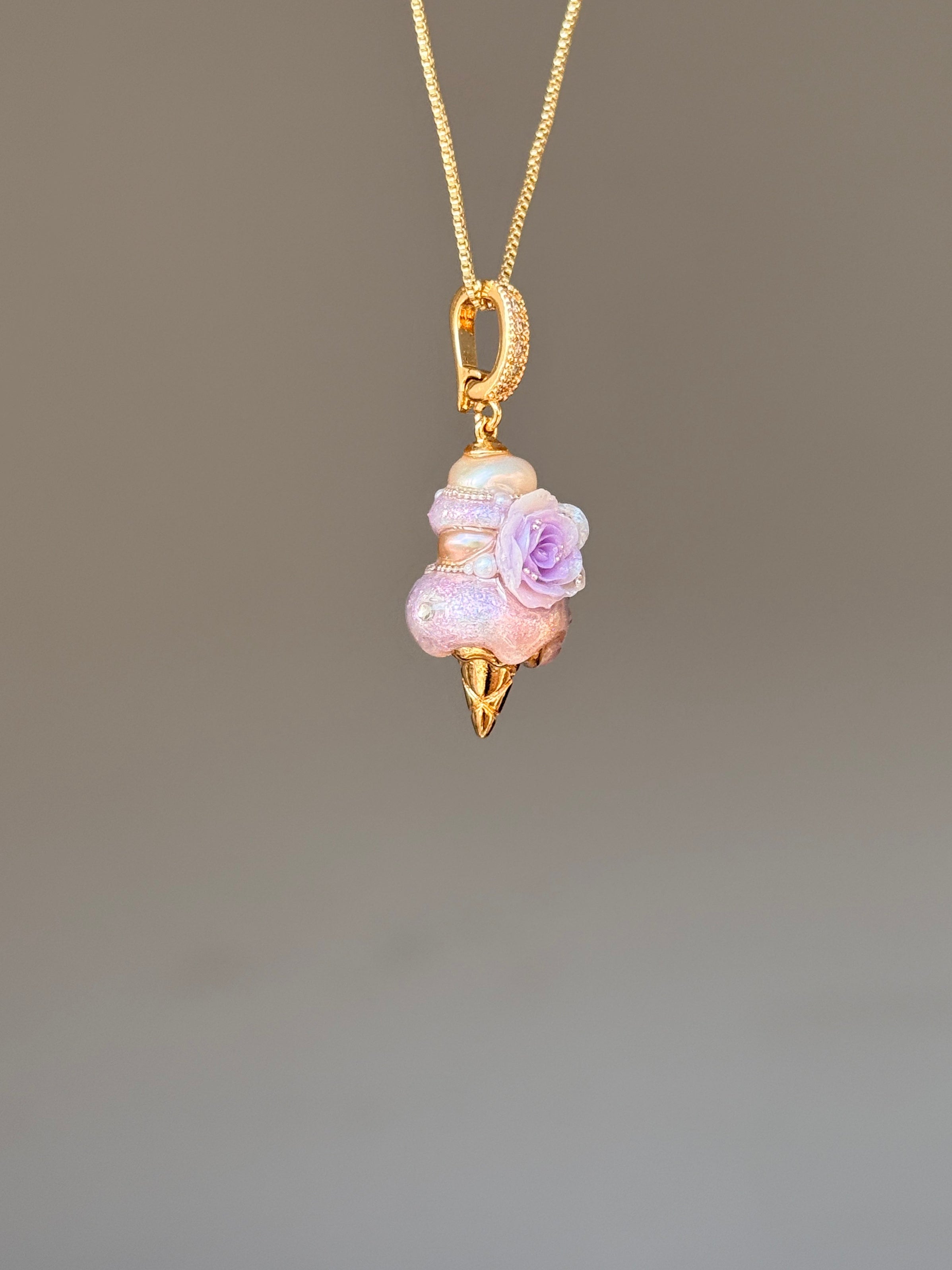 Lavender Rosette Scoop Baroque Pearl Necklace SKUCR47