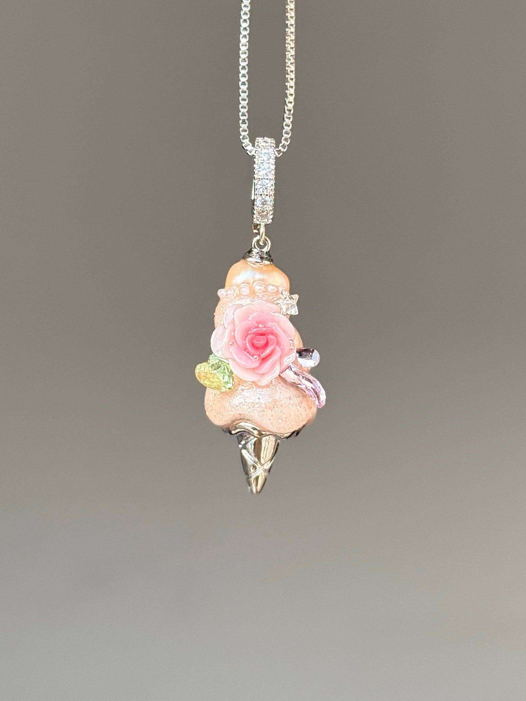 Blush Crystal Rose Scoop Baroque Pearl Necklace SKUCR54