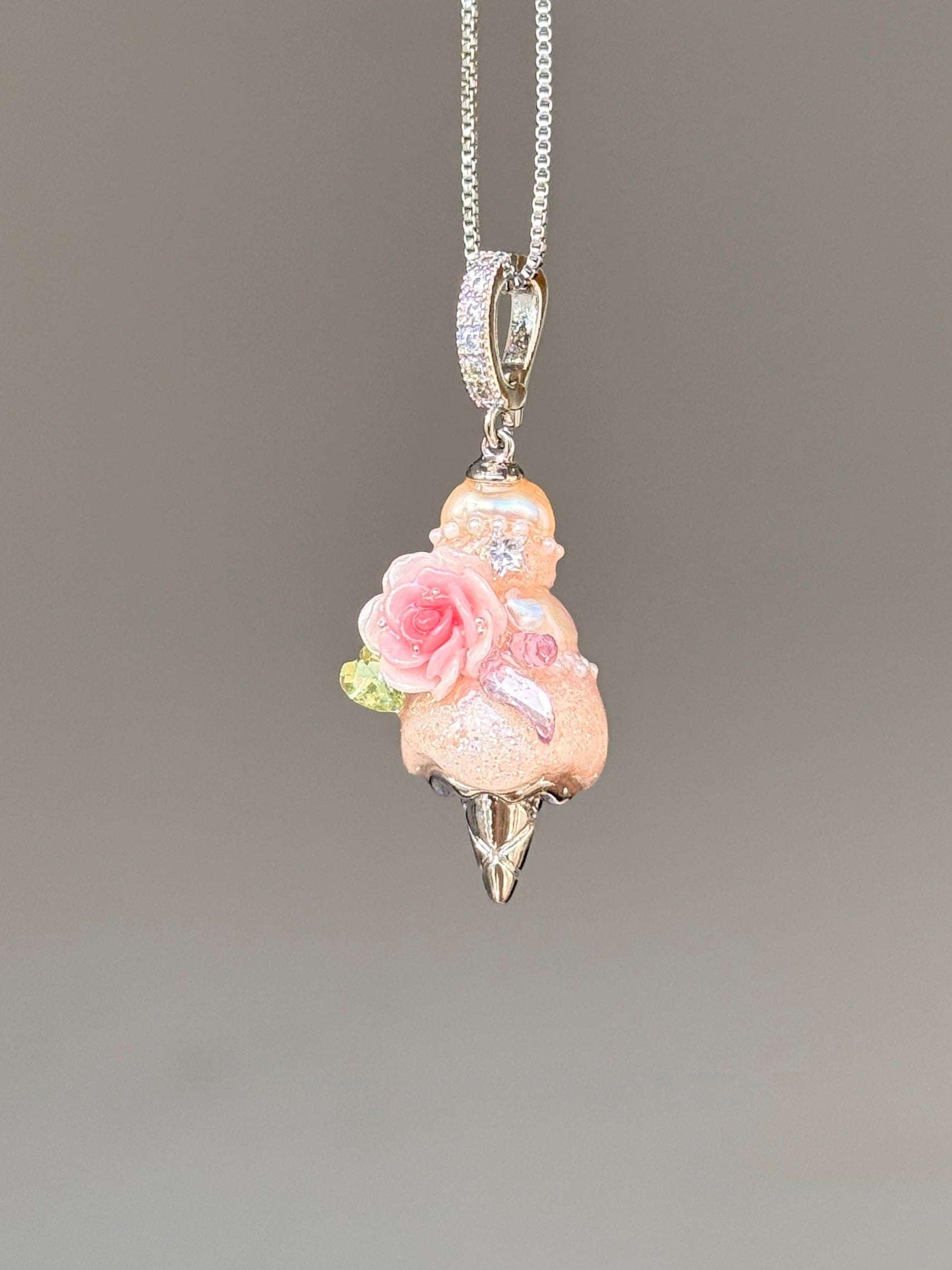Blush Crystal Rose Scoop Baroque Pearl Necklace SKUCR54
