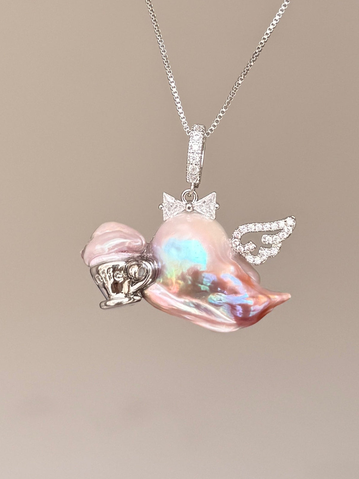 Tea Cup Wing Sprite Baroque Pearl Necklace SKU848