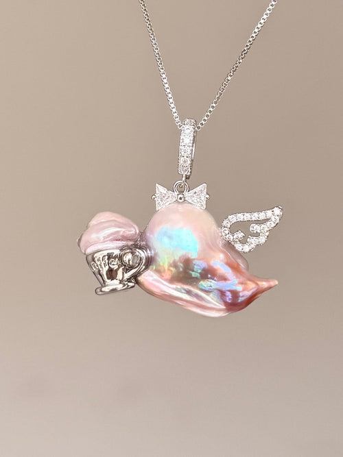 Tea Cup Wing Sprite Baroque Pearl Necklace SKU848