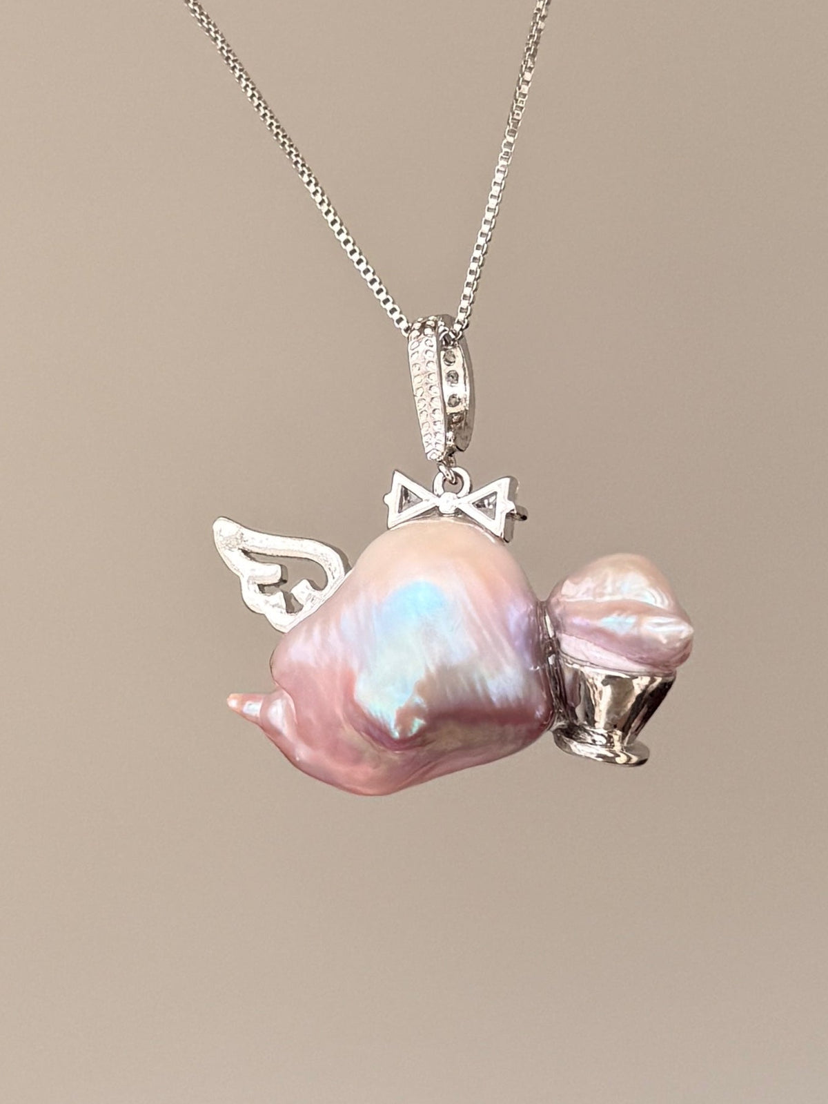 Tea Cup Wing Sprite Baroque Pearl Necklace SKU848