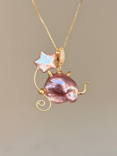 Star Balloon Horn Sprite Baroque Pearl Necklace SKU849P1046