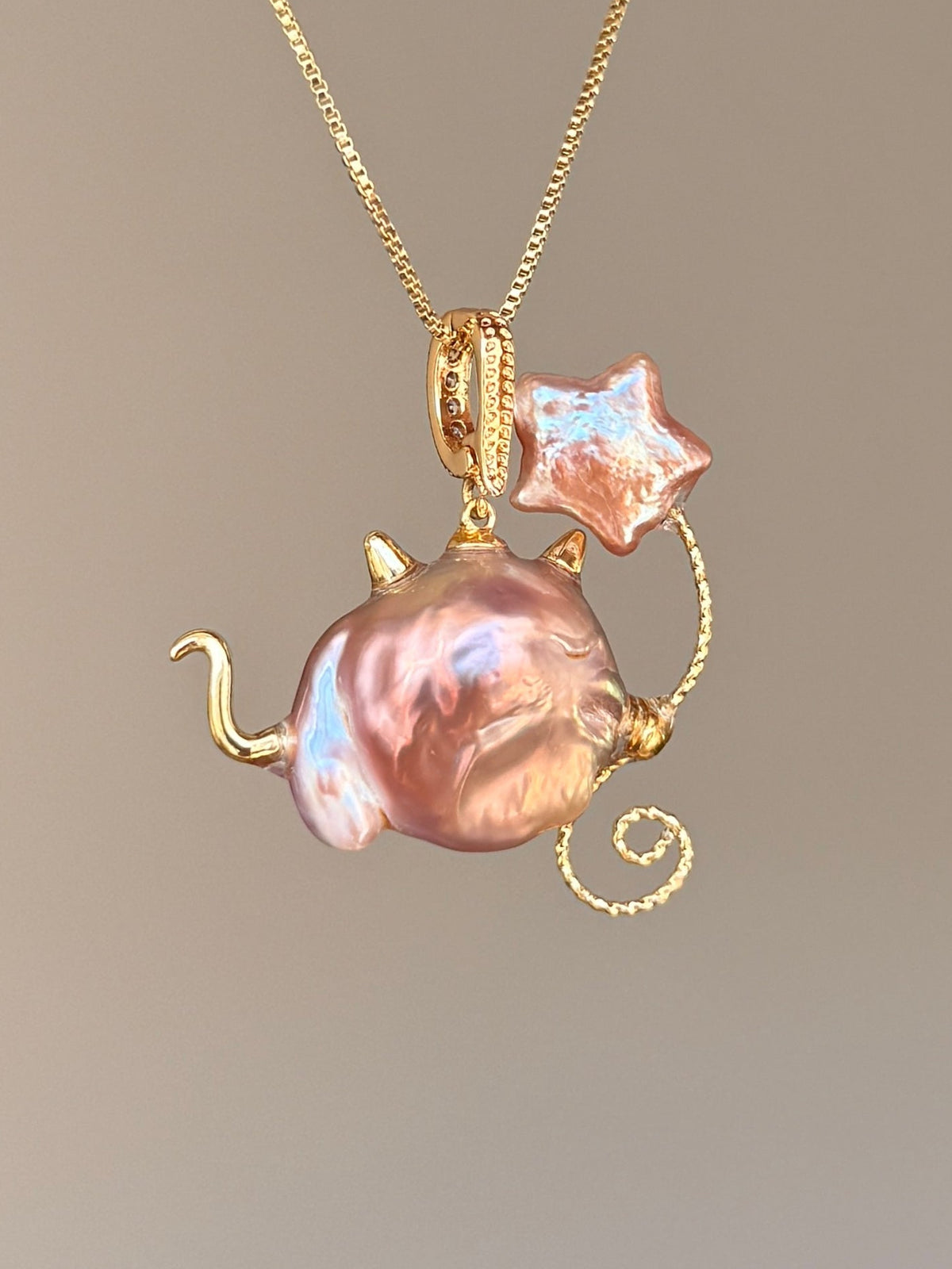 Star Balloon Horn Sprite Baroque Pearl Necklace SKU849P1046