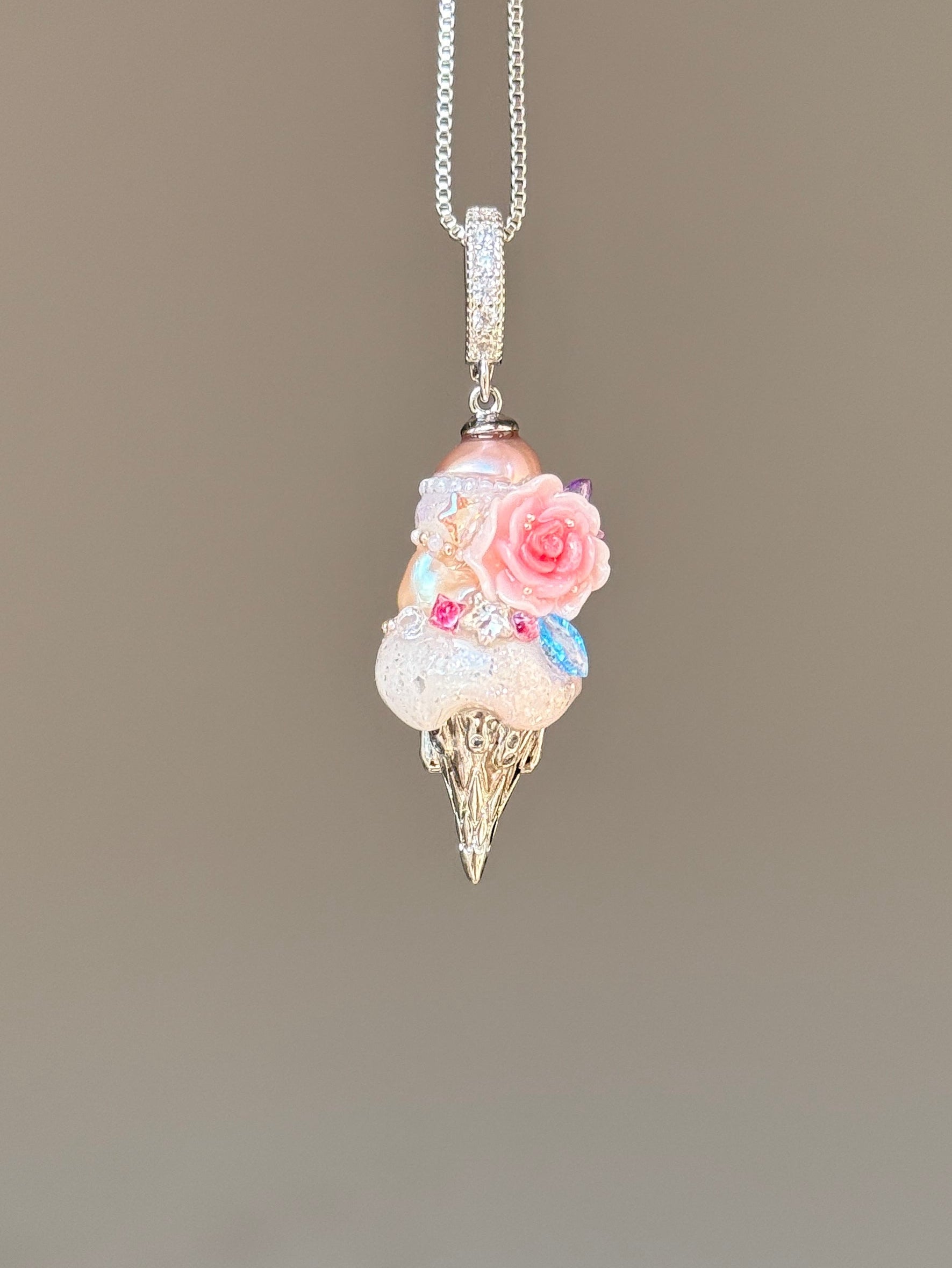 Rose Crystal Scoop Baroque Pearl Necklace SKUCR58