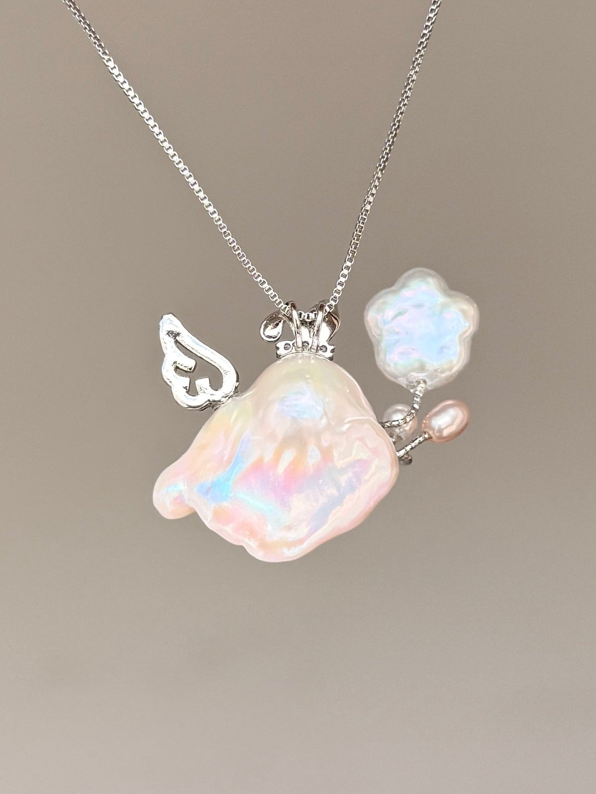 Cloud Balloon Wing Bunny Baroque Pearl Necklace SKU1018
