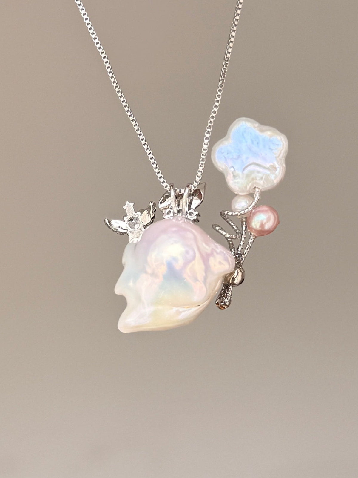 Cloud Wand Bunny Baroque Pearl Necklace SKU1088P1620