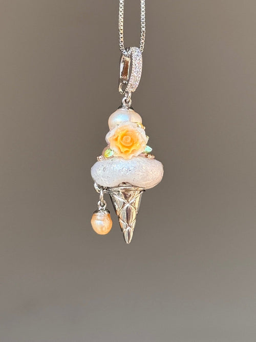 Golden Rose Drop Scoop Baroque Pearl Necklace SKUCR67