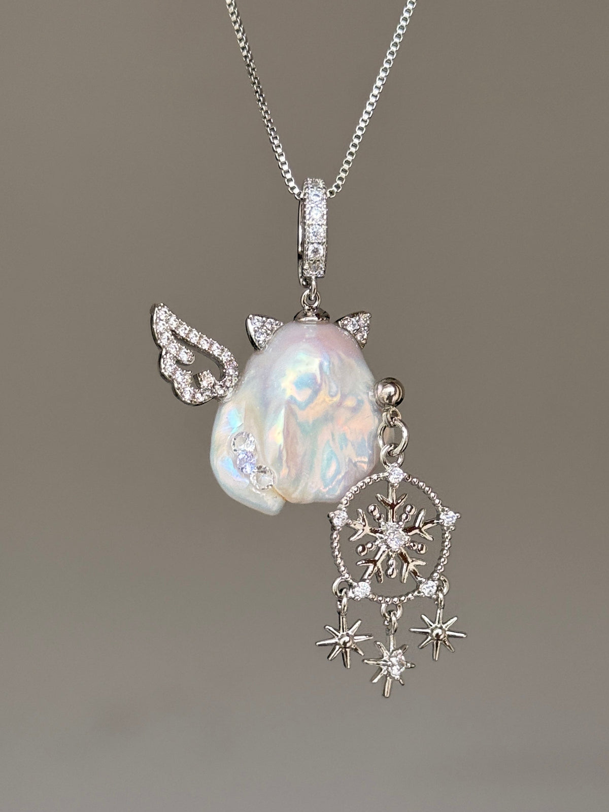Snowflake Wing Sprite Baroque Pearl Necklace SKU1114P1633