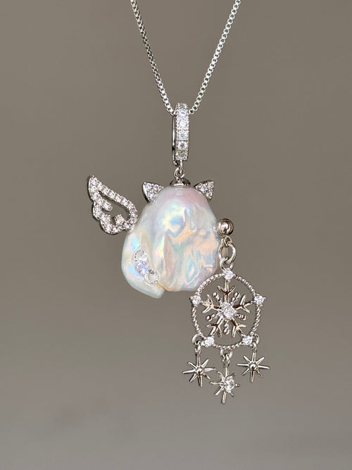 Snowflake Wing Sprite Baroque Pearl Necklace SKU1114P1633