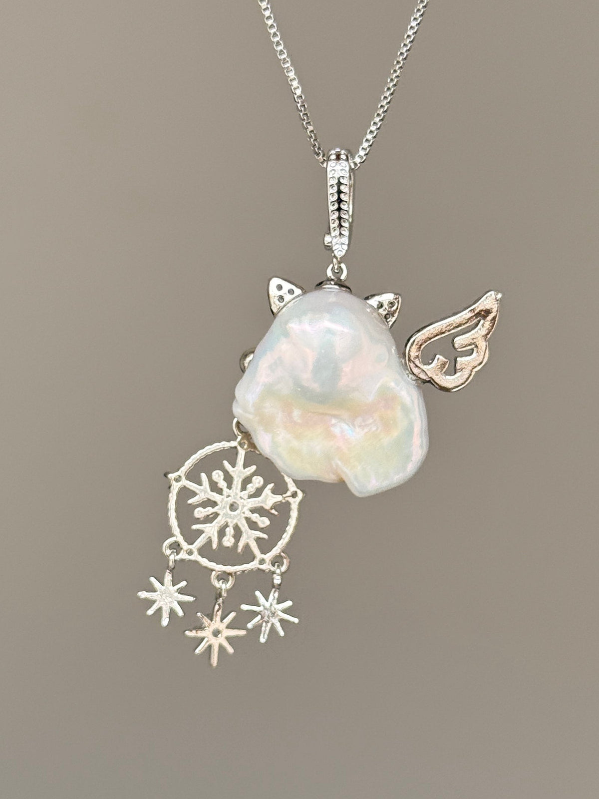 Snowflake Wing Sprite Baroque Pearl Necklace SKU1114P1633