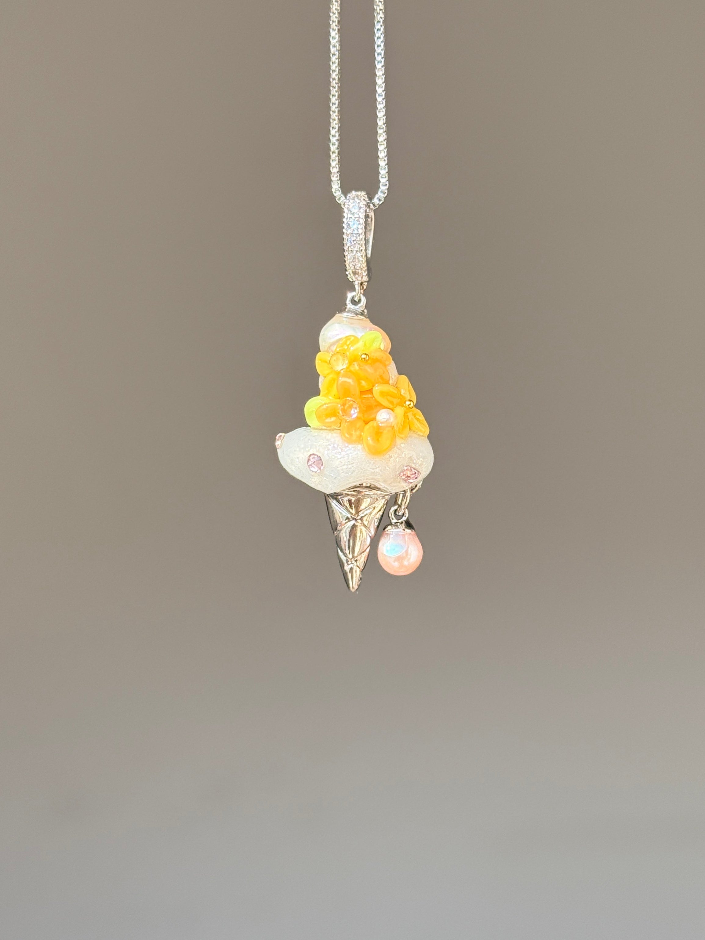 Golden Citrus Scoop Baroque Pearl Necklace SKUCR69