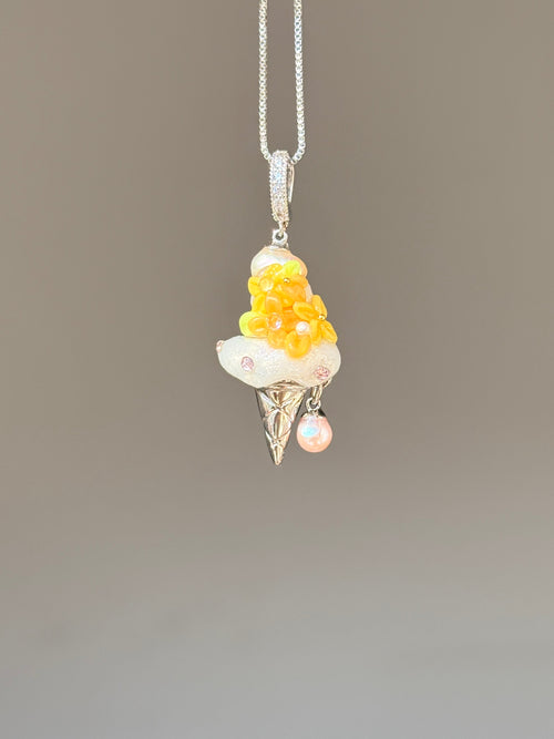 Golden Citrus Scoop Baroque Pearl Necklace SKUCR69