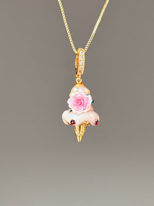 Pink Rose Jewel Scoop Baroque Pearl Necklace SKUCR71
