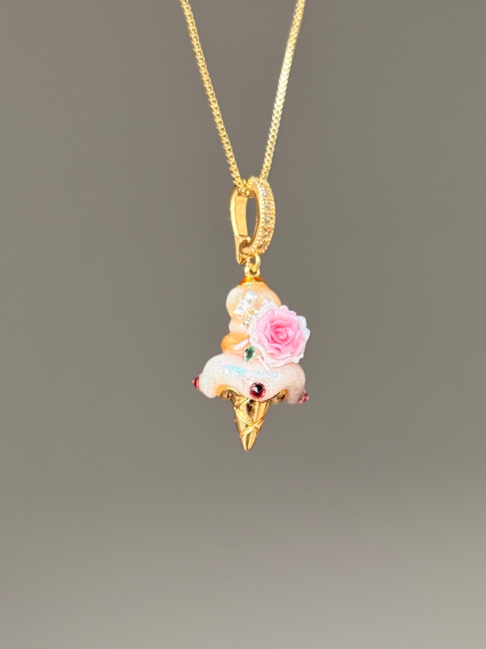 Pink Rose Jewel Scoop Baroque Pearl Necklace SKUCR71