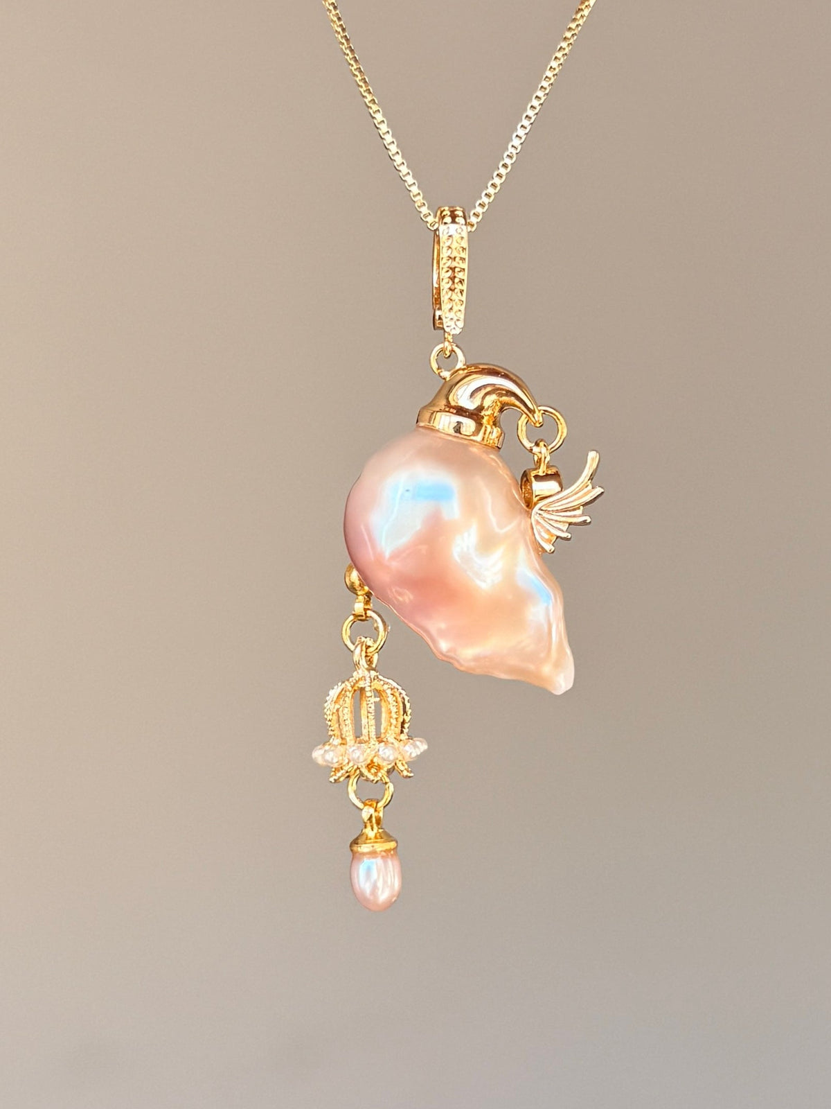 Lantern Wing Sprite Baroque Pearl Necklace SKUE55