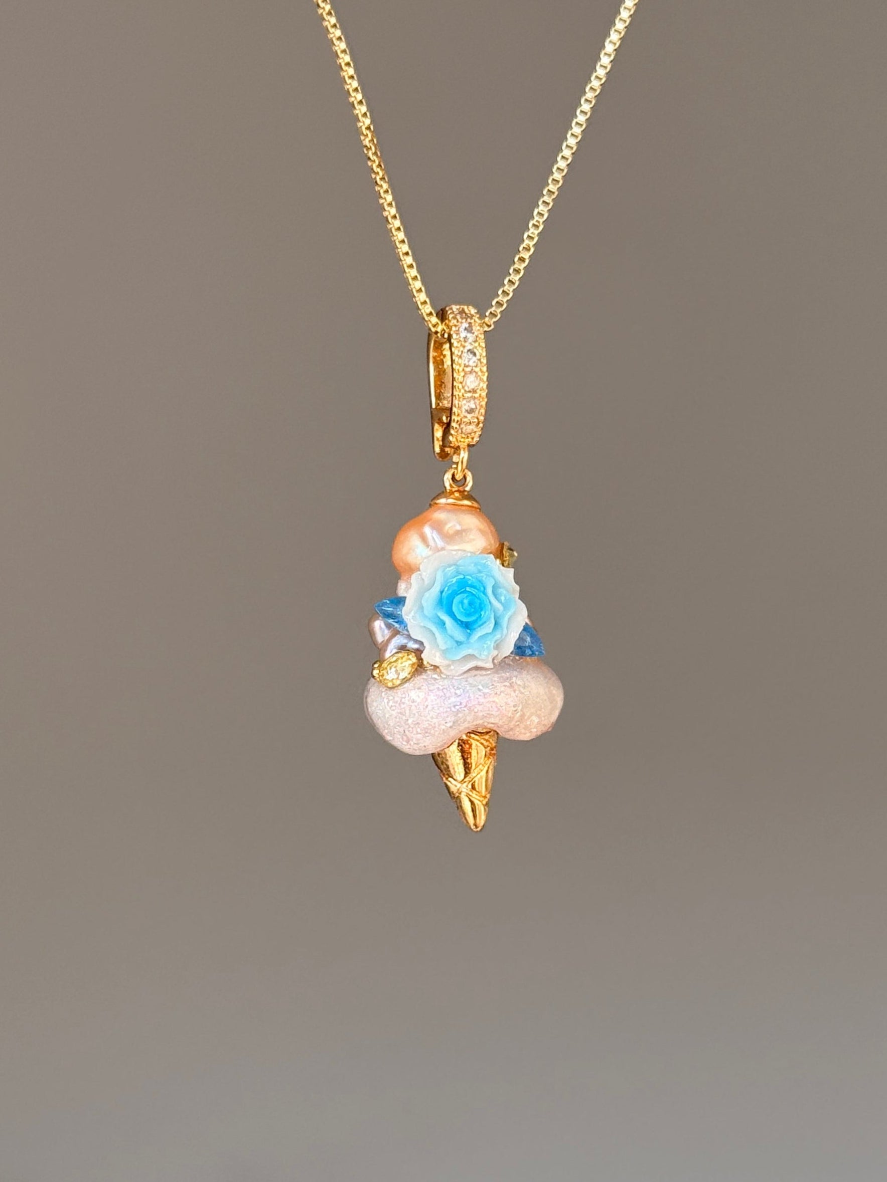 Blue Rose Gold Scoop Baroque Pearl Necklace SKUCR73