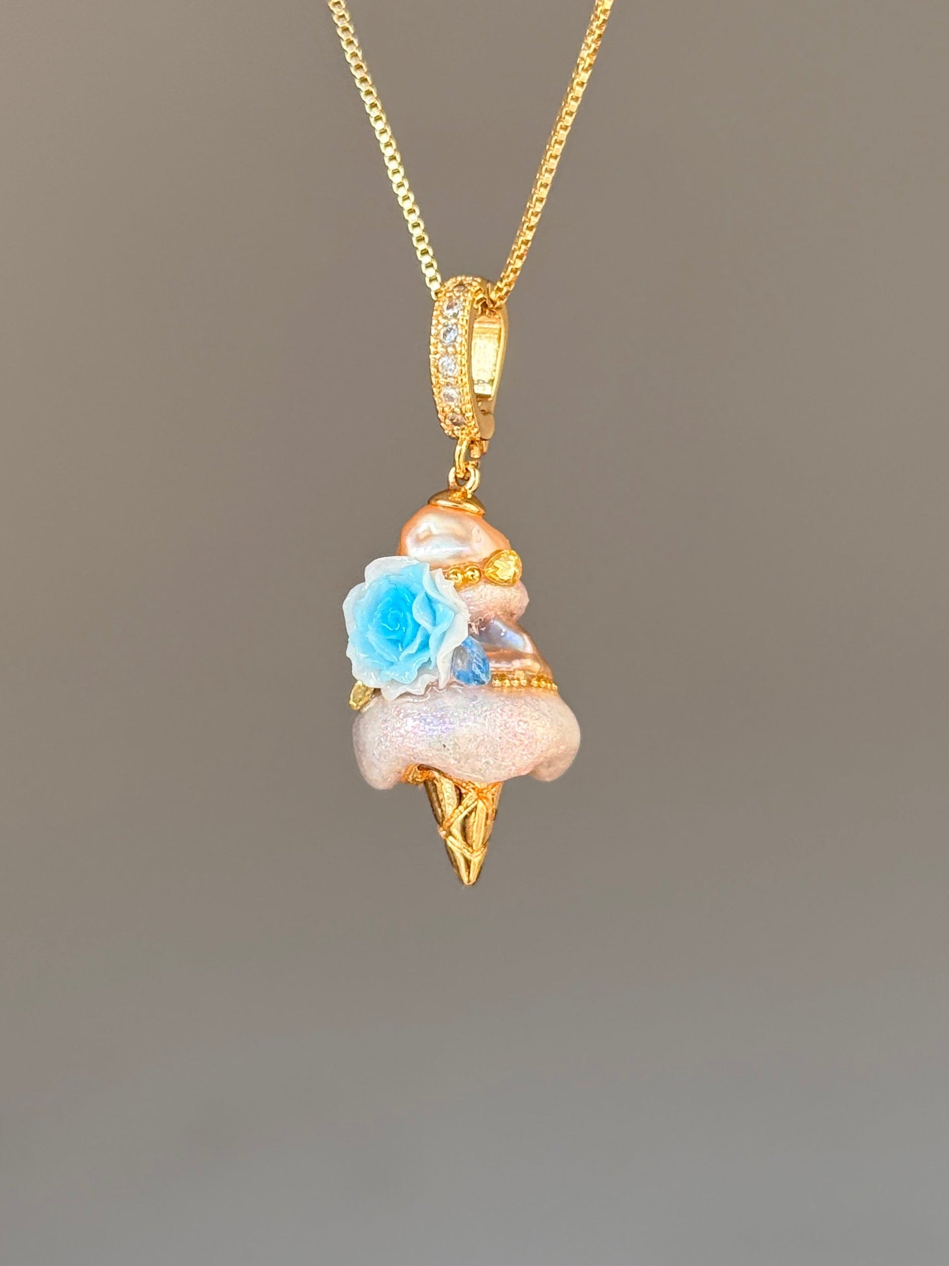 Blue Rose Gold Scoop Baroque Pearl Necklace SKUCR73