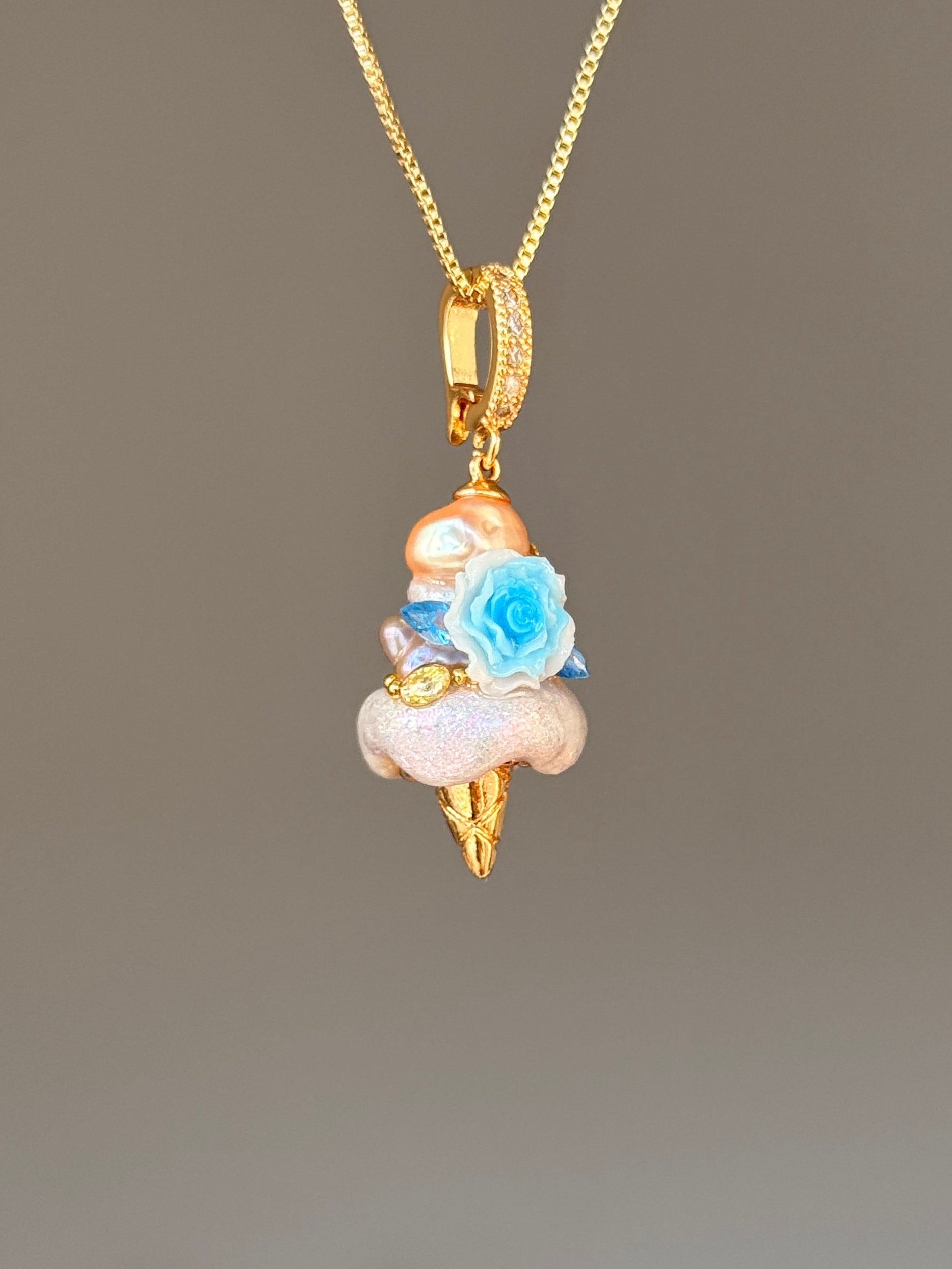 Blue Rose Gold Scoop Baroque Pearl Necklace SKUCR73