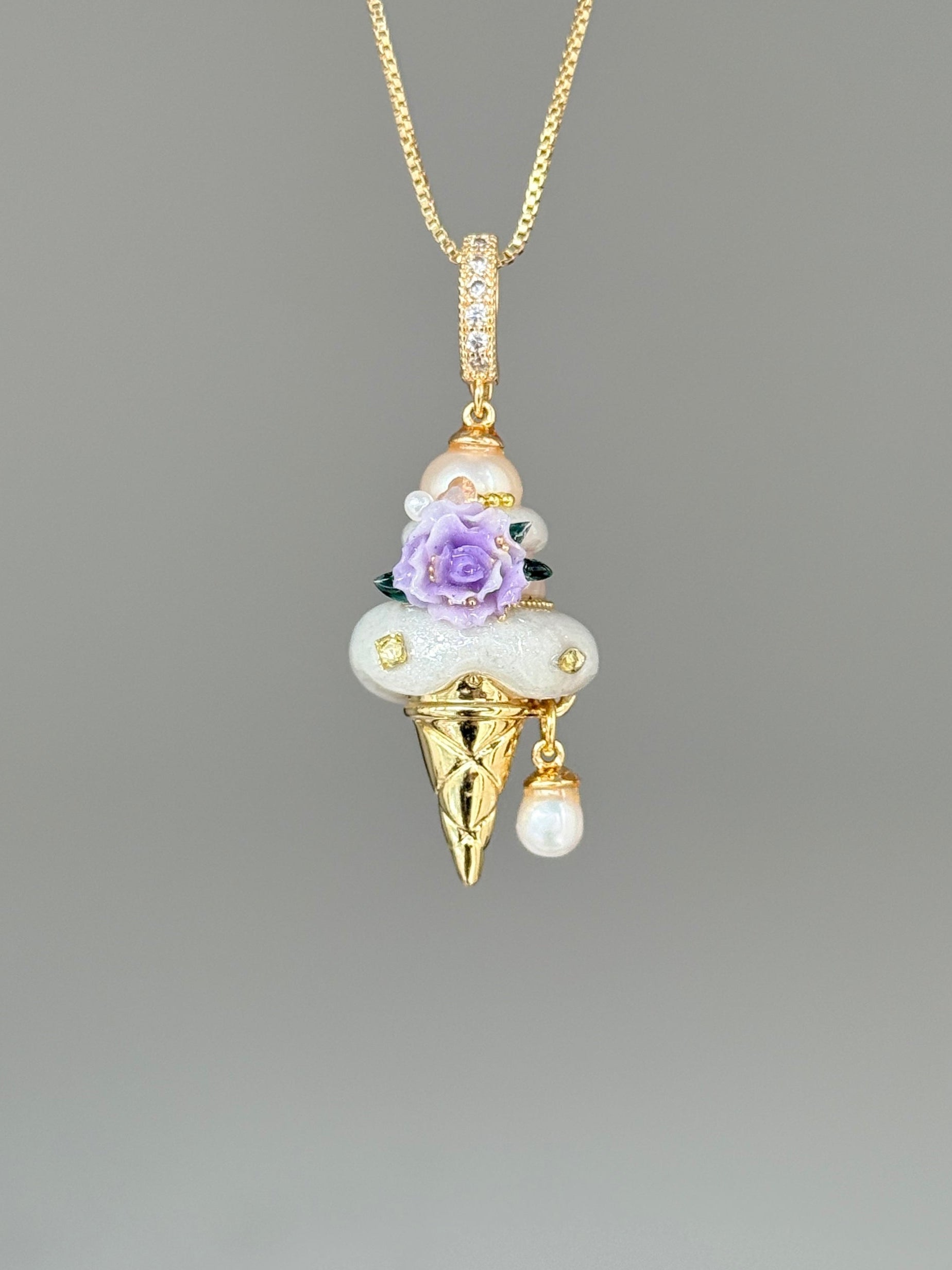 Lavender Rose Drop Scoop Baroque Pearl Necklace SKUCR75